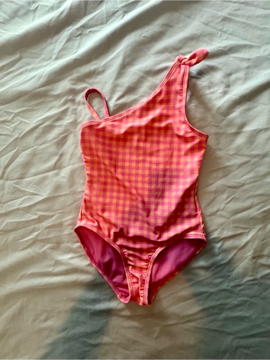 GAP Other - GAP Girls One-Shoulder Pink Gingham Swimsuit